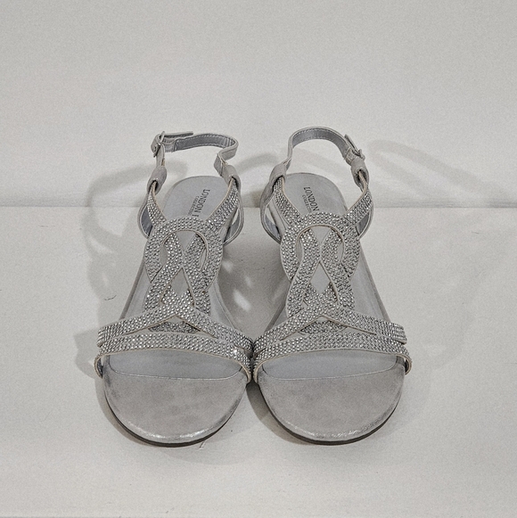 London Fog "Macey" wedge dress sandals.Silver - Picture 2 of 8
